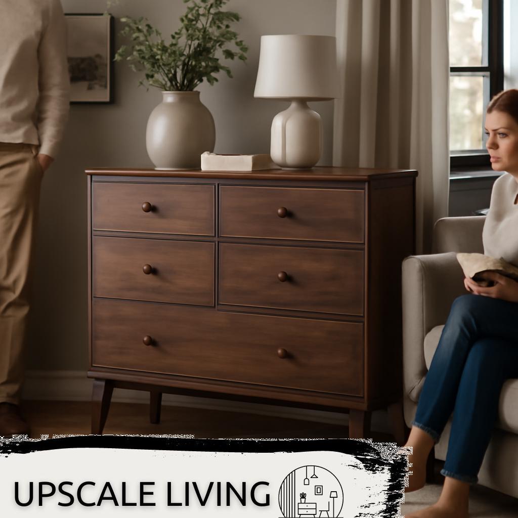 ALT Text: Moderne Wohnzimmer-Schubladenkommode aus Holz mit mehreren Schubladen zur stilvollen Aufbewahrung.