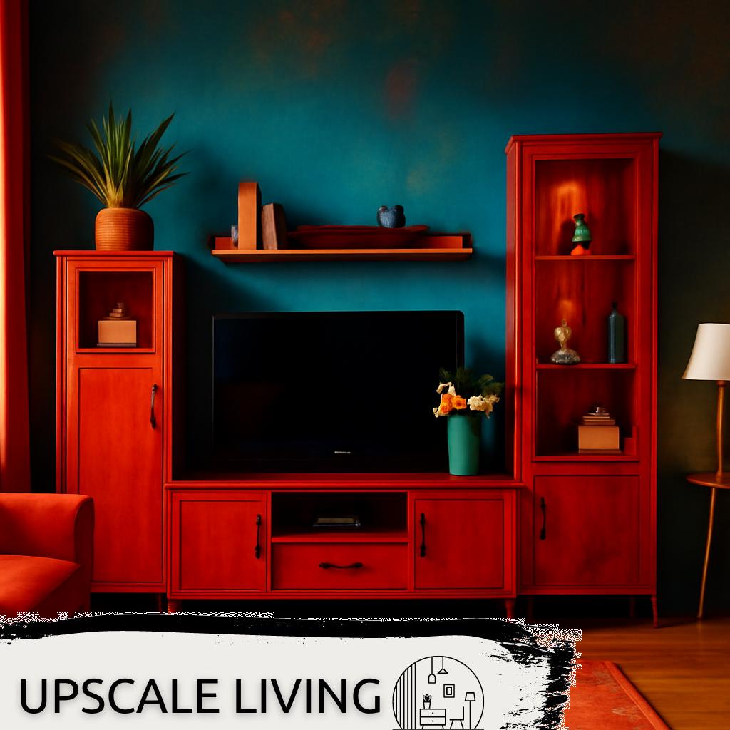 ALT Text: Moderne Wohnzimmer-Wohnwand aus hellem Holz mit integrierten Regalen, Schränken und beleuchteten Elementen für stilvolle und praktische Möbel im Wohnzimmer.