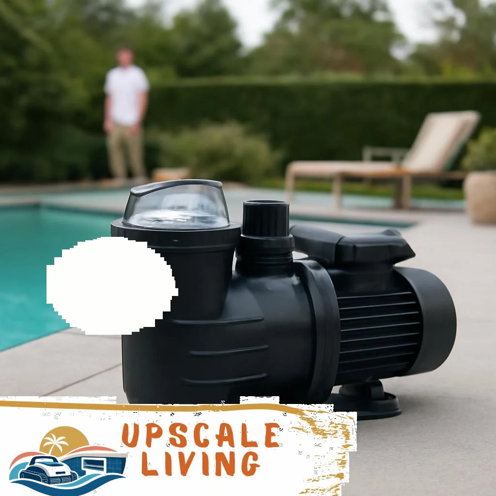 Poolpumpe mit Anschlussleitungen und Filter im Technikbereich